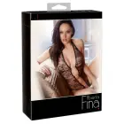 Abierta Fina mežģīņu bodijs ar kristālu ķēdītēm – melns – L Foto 1