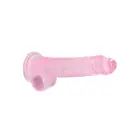 Reālistisks dildo ar sēkliniekiem un piesūcekni – 21 cm (8.3″) – Rozā — Foto 3