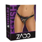 Leder Adjustable Leather Strap-On Harness – Black/Pink — Photo 1