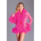 Lux Short Chiffon Robe with Feather Trim – One Size — Photo 5