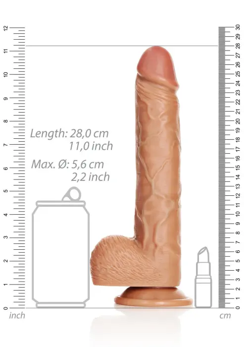 Straight Realistic Dildo with Suction Cup – 28 cm (11″) – Skin