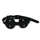 Black Leather Blindfold with Adjustable Eye Patches Foto 1