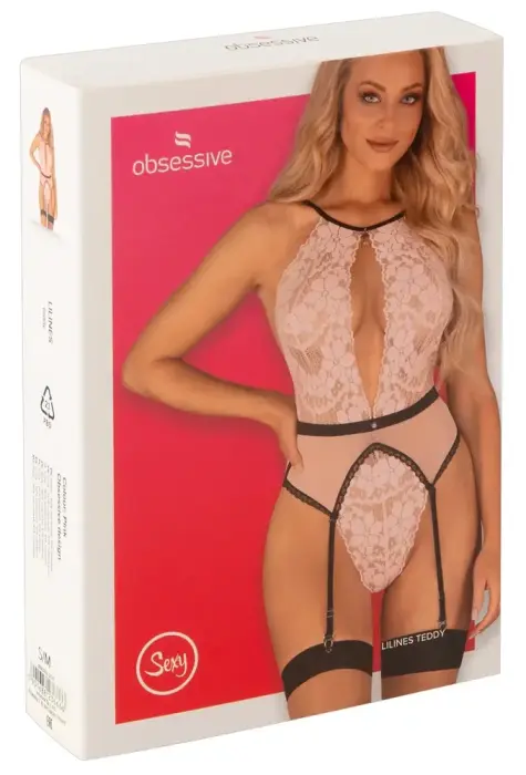 Obsessive Lilines кружевное боди – розовый – L/XL