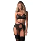 Obsessive Novenes 3-daļīgs apakšveļas komplekts – melns/rozā – XS/S — Foto 1