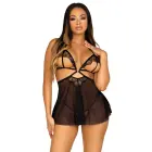 Open Cup Babydoll and Matching Panty – Black – L — Photo 1