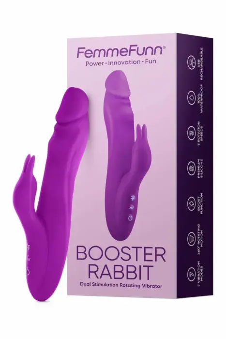 Вращающийся кролик-вибратор двойного действия FemmeFunn Booster Rabbit – 21.6 cm (8.5″) – фиолетовый