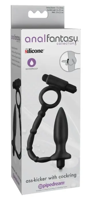 AFC Multi-Speed Anal Plug with Vibrating Support Ring – 10.1 cm – Black