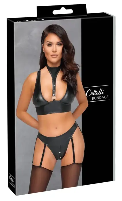 Cottelli Bondage Lingerie Set – Black – XL