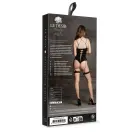 Metis XVI Mesh Bodysuit with Garters and Crossed Neckline – One Size – Black — Photo 2