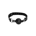 Ouch! Adjustable Breathable Ball Gag with Leather Straps – Black — Photo 6