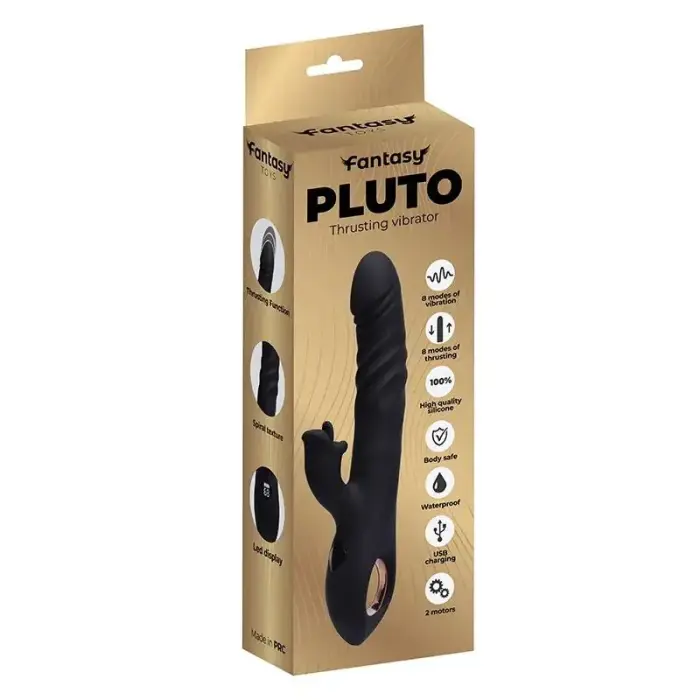 Pluto vibrators ar kustību – 23 cm – melns Foto 9