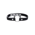 Kinky Kitty Slim PU Leather Ring Collar – Black — Photo 2