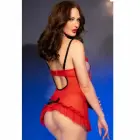 Chilirose CR 4832 красная прозрачная тюлевая сорочка (babydoll) L/XL с декором в виде банта — Фото 4