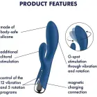 Satisfyer Spinning Rabbit 1 triušio vibratorius – 15 cm – mėlynas — Nuotrauka 3