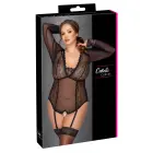 Cottelli CURVES Lace Powernet Bodysuit with Detachable Suspenders – Black – 2XL — Photo 1