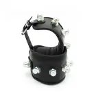 Leather Padded Handcuffs Spikey Nuts – Black — Photo 6