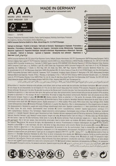 Batterie Varta AAA 10x4er Photo