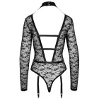 Cottelli Lingerie Body Lace Long Sleeve Lace Harness with Suspender Straps – Black – M — Photo 7