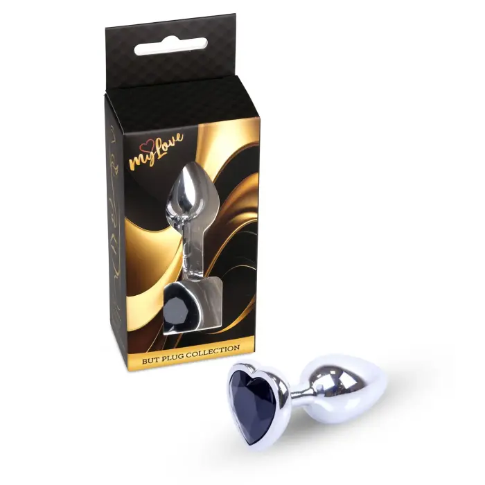 MyLove Toys Jewellery Silver анальная пробка в форме сердца – 7 cm – Черная
