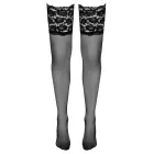 Cottelli Collection Wide Lace Hold-Up Stockings Black 3 – Elegant Microfiber — Photo 4