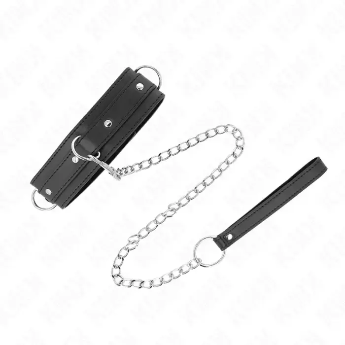 KINK Adjustable Collar with Leash 3-Ring Model – Black – 38-49 cm