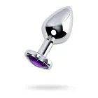 Sudraba anālais spraudnis ar violetu sirds formas dārgakmeni – M – Purple Foto 1