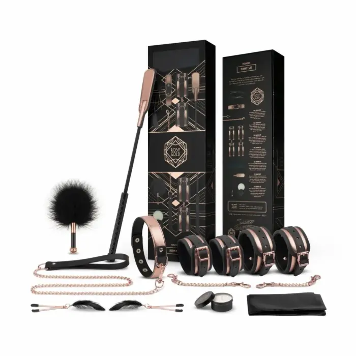 Rosy Gold Nouveau deluxe sensual accessory set – 9 pcs – metallic pink