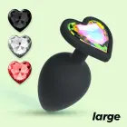 Cuore – Anal Plug with Interchangeable Jewels – L – 9.5 cm – Black — Photo 6