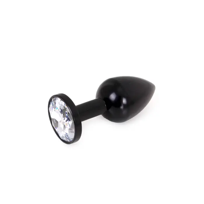Black Metal Buttplug with Clear Gem – 7 cm (2.8″)