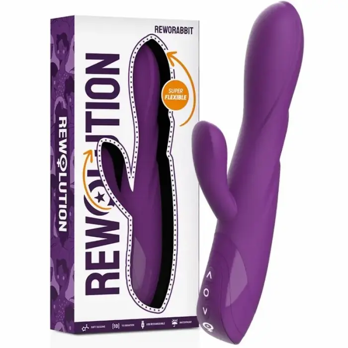 Гибкий кролик-вибратор с двумя моторами Rewolution RewoRabbit – 21 см (8.2″) – розовый