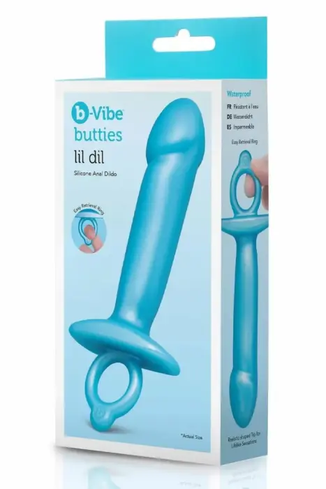 b-Vibe Lil Dil – silicone anal plug with finger ring – black – 15.6 cm