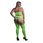 Divdaļīgs komplekts ar crop top topiņu, zeķēm un zeķturi – rozā – XL/4XL — Foto 2