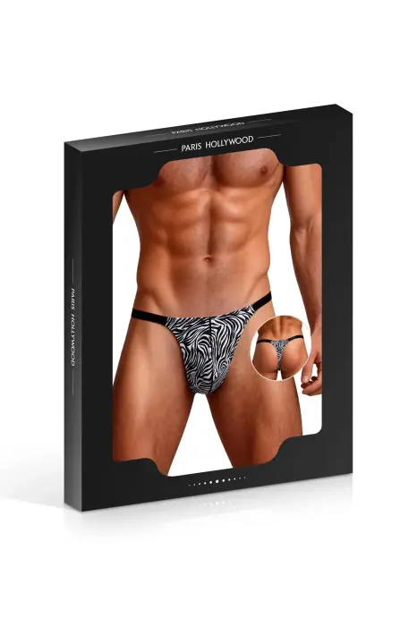 Paris Hollywood – men's zebra print thong – black/white – S/M