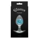 Cosmic Glams Medium Blue – liquid silicone anal plug with glass accent — Photo 4