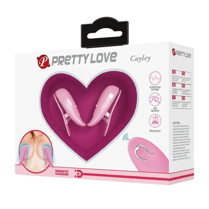 PRETTY LOVE Cayley Veekindlad ABS vibreerivad nibuklambrid kaugjuhtimispuldiga – roosad