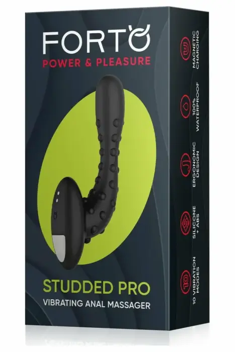 FORTO Studded Pro Vibrating Massager – anal plug – silicone – black – 10 modes