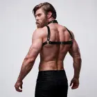 Fetish Submissive Attitude Adjustable Vegan Leather Chest Harness for Men – Black – One Size — Photo 5