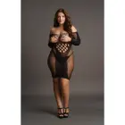 Mini kleita ar tīkliņu un kontrastu, garām piedurknēm – Plus size Foto 7