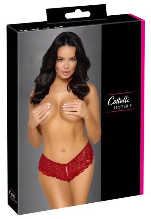 Cottelli Lingerie pitsist aluspüksid satiinpaelaga nöörimisega – punased – S
