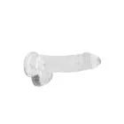 Reālistisks dildo ar sēkliniekiem un piesūcekni – 15 cm (6″) – Caurspīdīgs — Foto 3