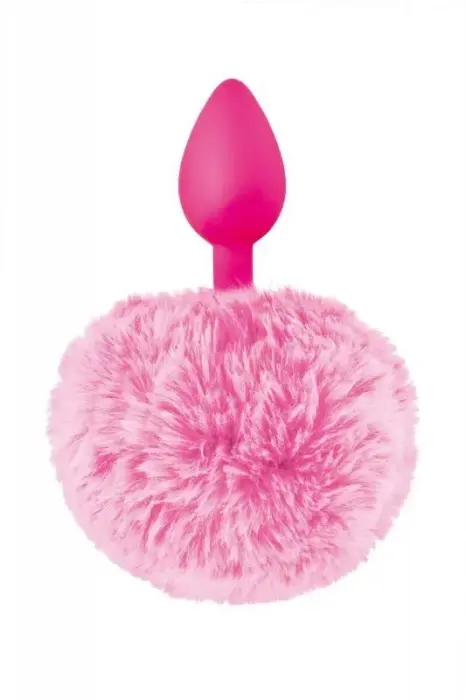 Rožinės spalvos pompom analinis kištukas – 12 cm