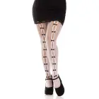 Leg Avenue Sweetheart dryžuotos tinklinės pėdkelnės – baltos – One Size — Nuotrauka 1
