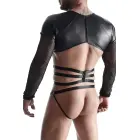 Men's T-shirt with decorative elastic and metal rings – Black – XL — Photo 6