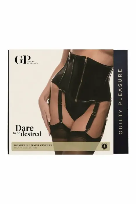 Guilty Pleasure Wondering Waist Cincher – утяжка-корсет из Datex со шнуровкой и съёмными бретелями – чёрная – Размер: L