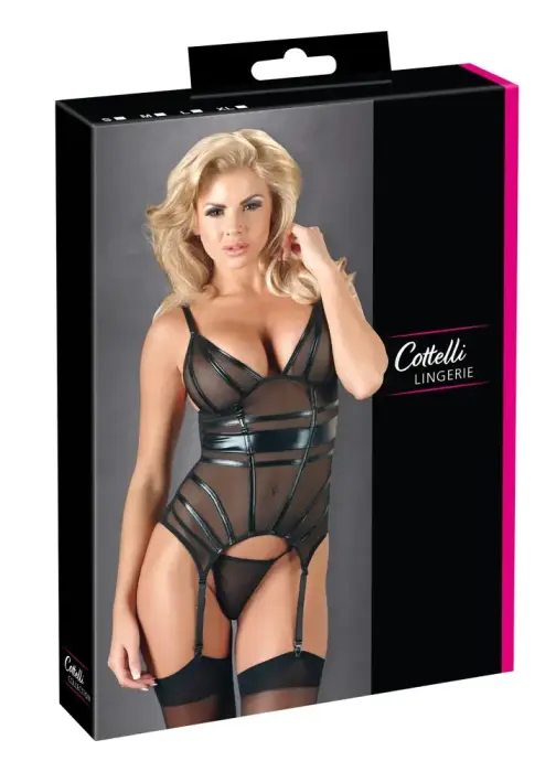 Strappy Cami Suspender Set with Wet Look Details – XL