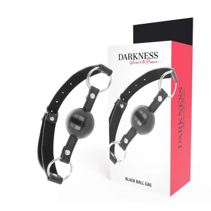 Darkness регулируемый чёрный кляп-шар с кожаным ремешком – One Size