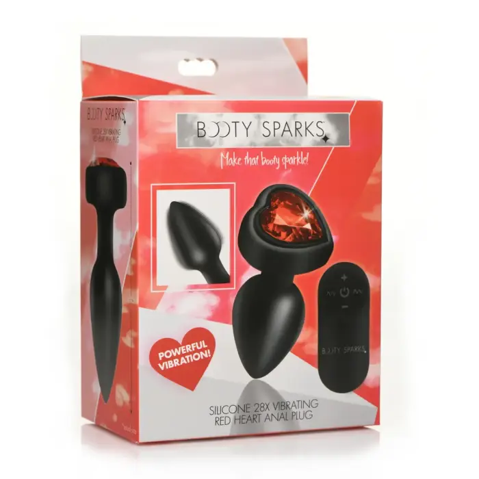 Red Heart Gem Butt Plug with Remote Control – 7.5 cm (3″)