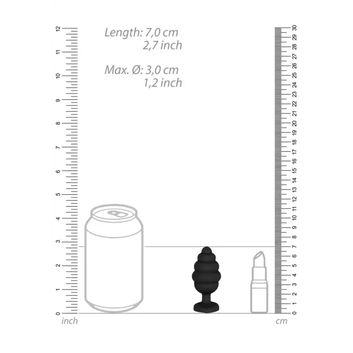 Rievots dimanta sirds anālais spraudnis – M – Melns Foto 7