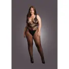 Võrkbodi rõhutatud joontega – must – Plus size — Foto 3