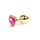 Plug-Jewellery Gold Heart анальная пробка – 7 cm (2.8″) – Розовый — Фото 6